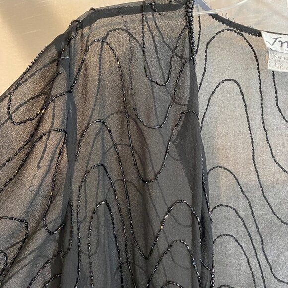 Vintage JMC New  York Black Hand Beaded Sheer Jacket Ladies M - Picture 5 of 12